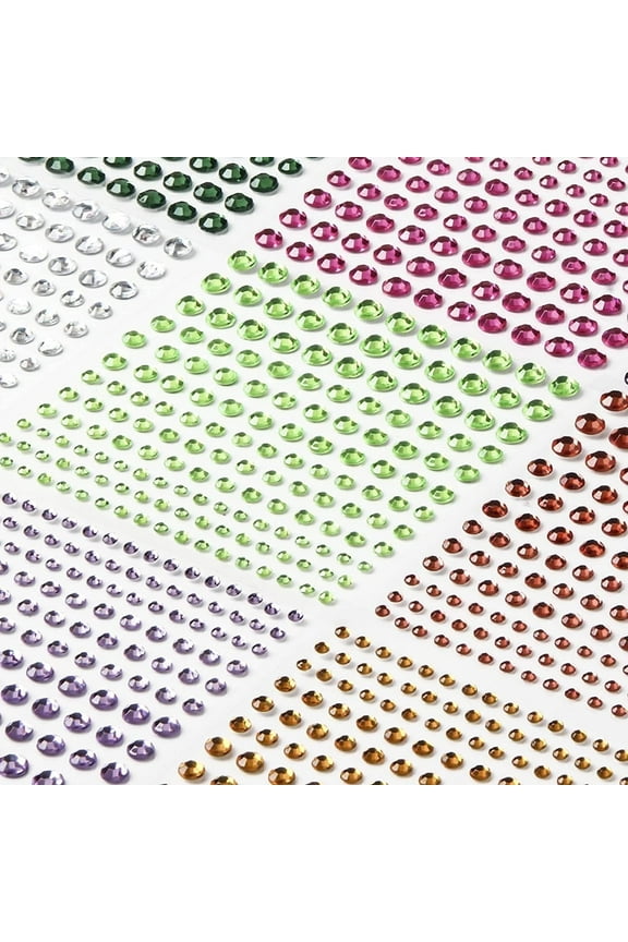 Round Gemstones Rhinestones, 2300+Pcs Self Adhesive Gem Stickers for Kids Crafts, 3-6mm Face Gems for Adults