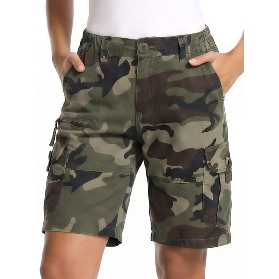 FEN AI Bermuda Shorts for Women Casual Summer Shorts Multi-Pocket Cotton Cargo Shorts