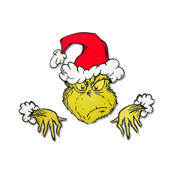 Christmas Festive Fence Sitters Outdoor Dcor Dr. Seuss' The Grinch as Santa 18.11 in x 1.57 in x 15.74 in 3.30 lb