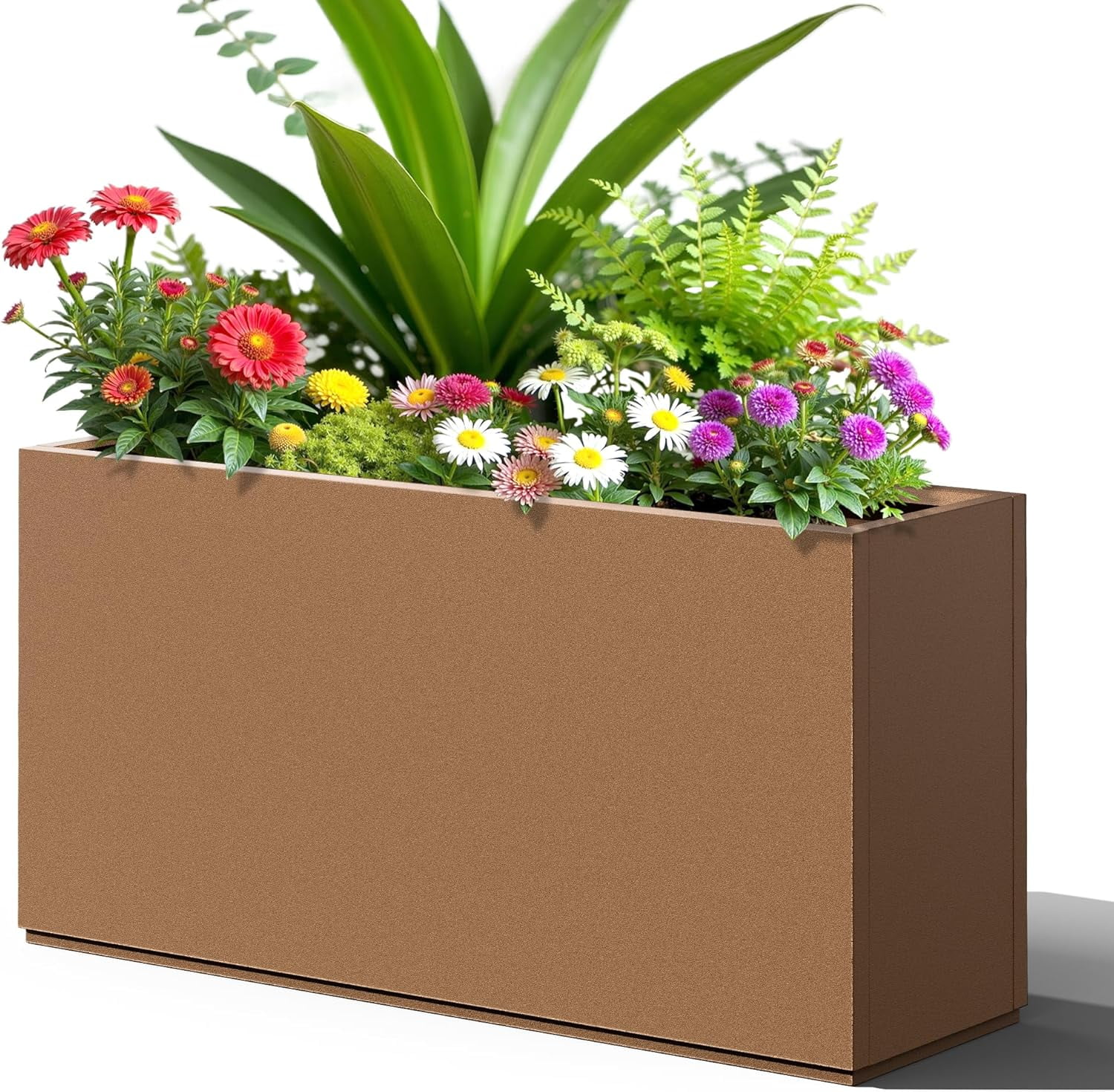 FENCY Metal Rectangular Planter Box, Large Planters for Outdoor , Tall ...
