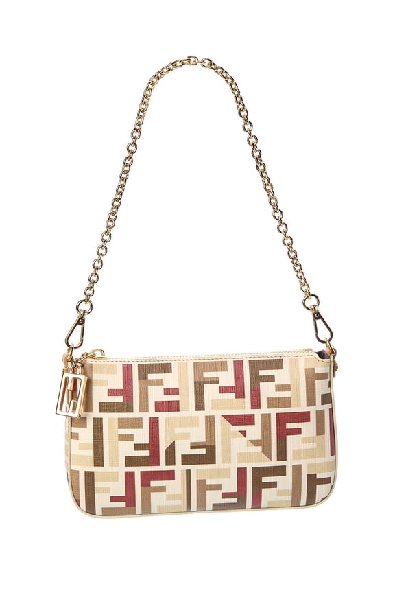 Baguette FF Jacquard Pouch, Beige
