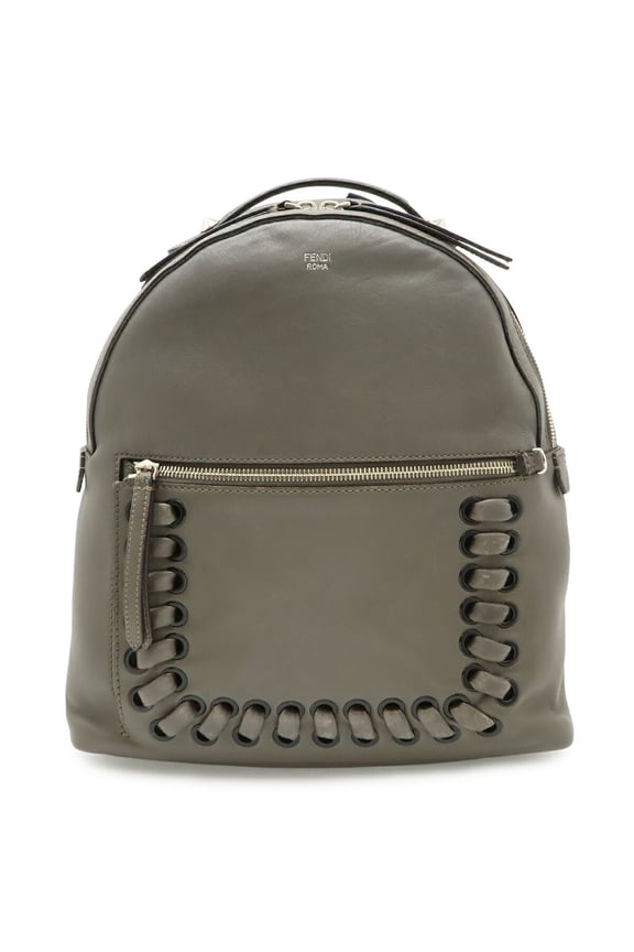 Pre-Owned FENDI By The Way Backpack, Rucksack, Studded Leather, Greige (8BZ035)