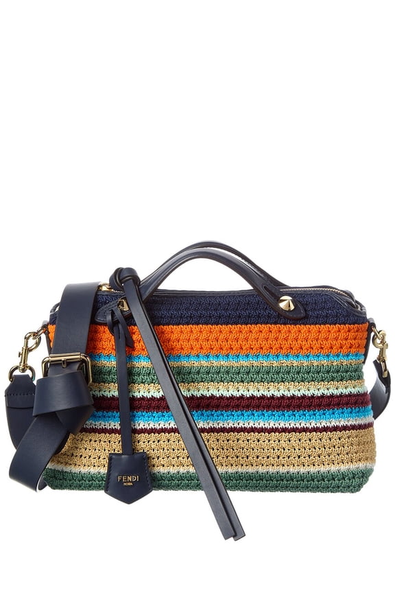 By The Way Soft Medium Crochet & Leather Clutch, Blue
