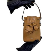 FENDI Calfskin F is Fendi 3D Flower Mini Mon Tresor Bucket Bag Brown Tan