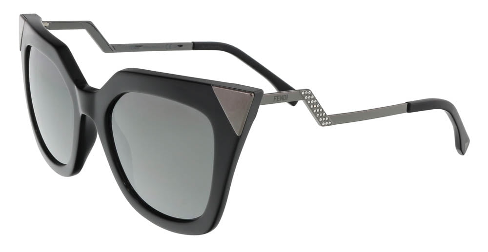 FENDI FF 0060/S KKL SF Sunglasses Shiny Black Frame Grey Lenses