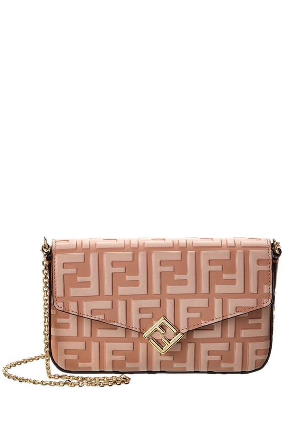 FF Diamonds Leather Wallet On Chain, Pink