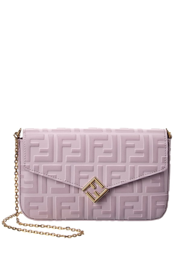 FF Diamonds Leather Wallet On Chain, Purple