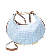 FENDI Fendigraphy Mini FF Denim Hobo Bag, Blue