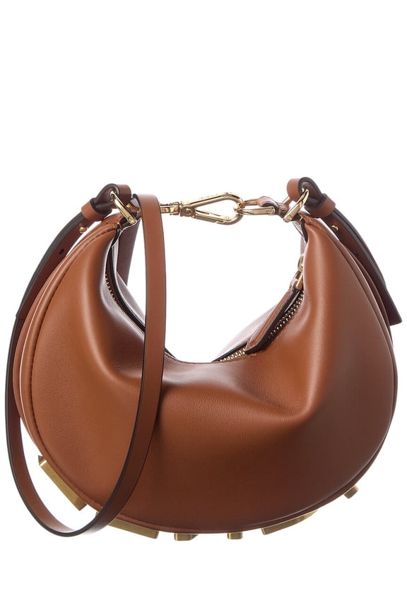 Graphy Mini Leather Hobo Bag, Brown
