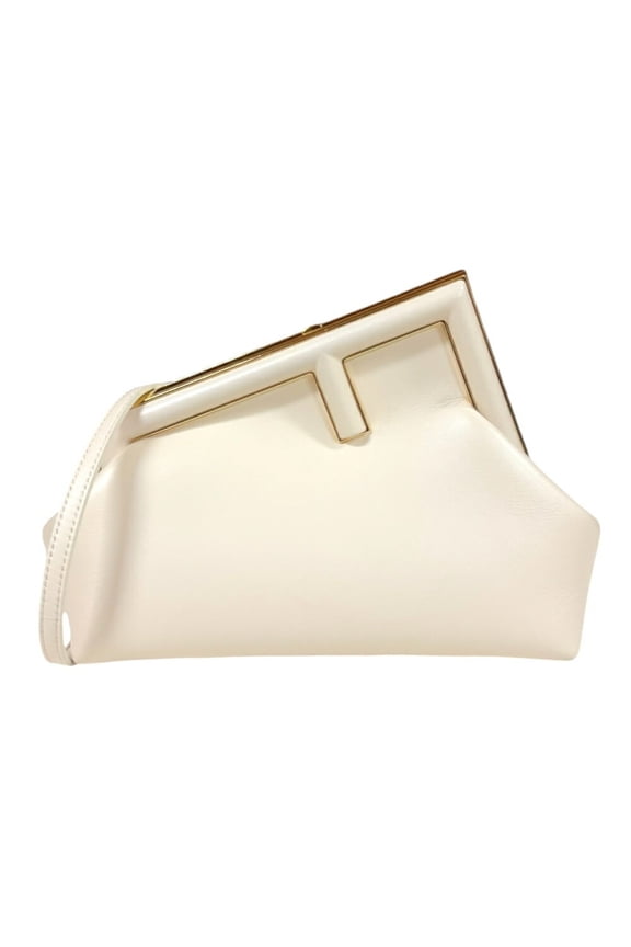 Pre-Owned FENDI First Small Shoulder Bag Leather 8BP129 White Women's (Good)