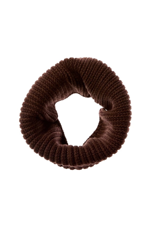 Logo Leather-Trim Wool Scarf, Brown