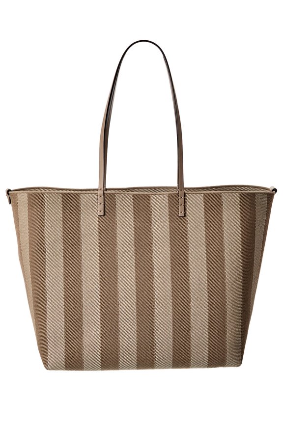 Roll Large FF Canvas & Leather Tote, Brown