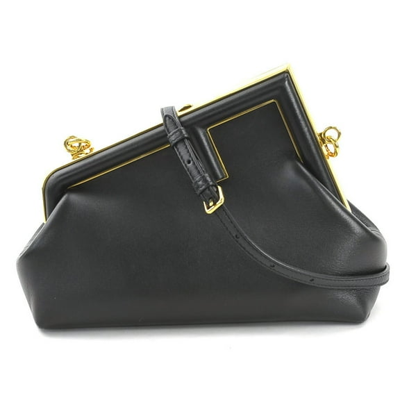 Pre-Owned FENDI Shoulder Bag First Small Leather Black Women's 8BP129 ABVE a0533 (Good)