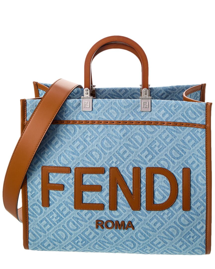 バッグ Sunshine FENDI Sunshine Medium Denim & Leather Tote, Blue - Walmart.com
