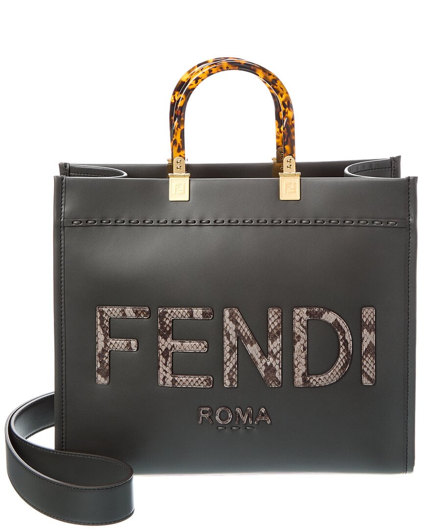 FENDI Sunshine Medium Leather Tote, Grey - Walmart.com