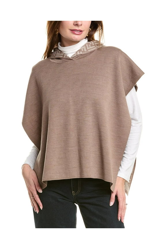 Wool-Blend Poncho, Grey
