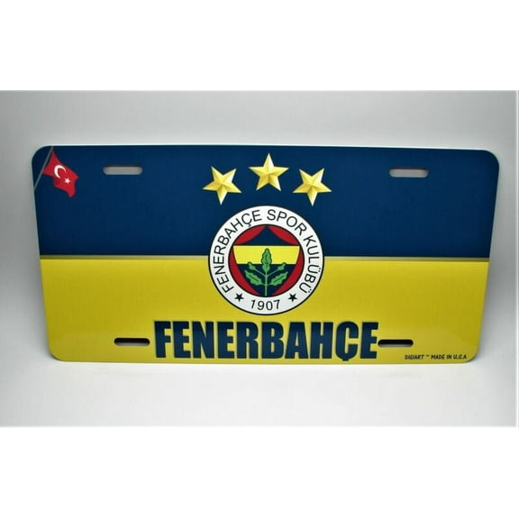 FENERBAHCE FOOTBALL CLUB METAL CAR LICENSE PLATE TURKISH SOCCER FOOTBALL - Aluminum ( 12 inch x 6 inch )