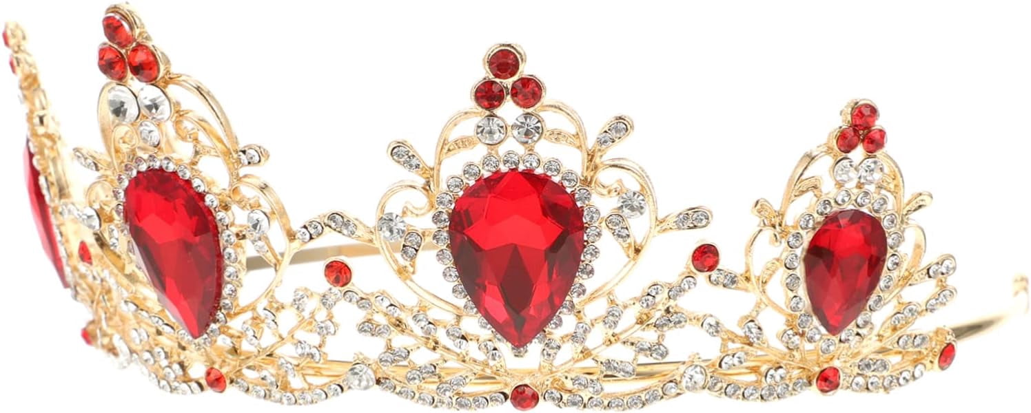 FENG2 Pcs Baroque Crown Gold Prom Jewelry Green Hair Ties Ladies