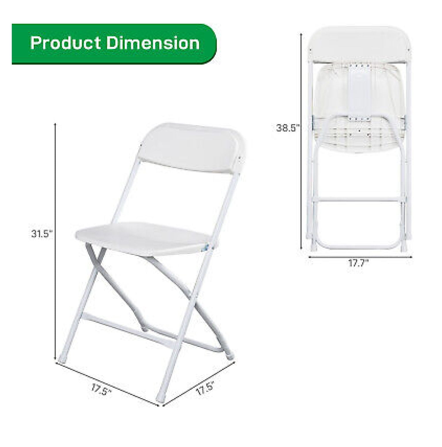 FENG20 4 Pack White Plastic Folding Chairs Classic Garden Furniture
