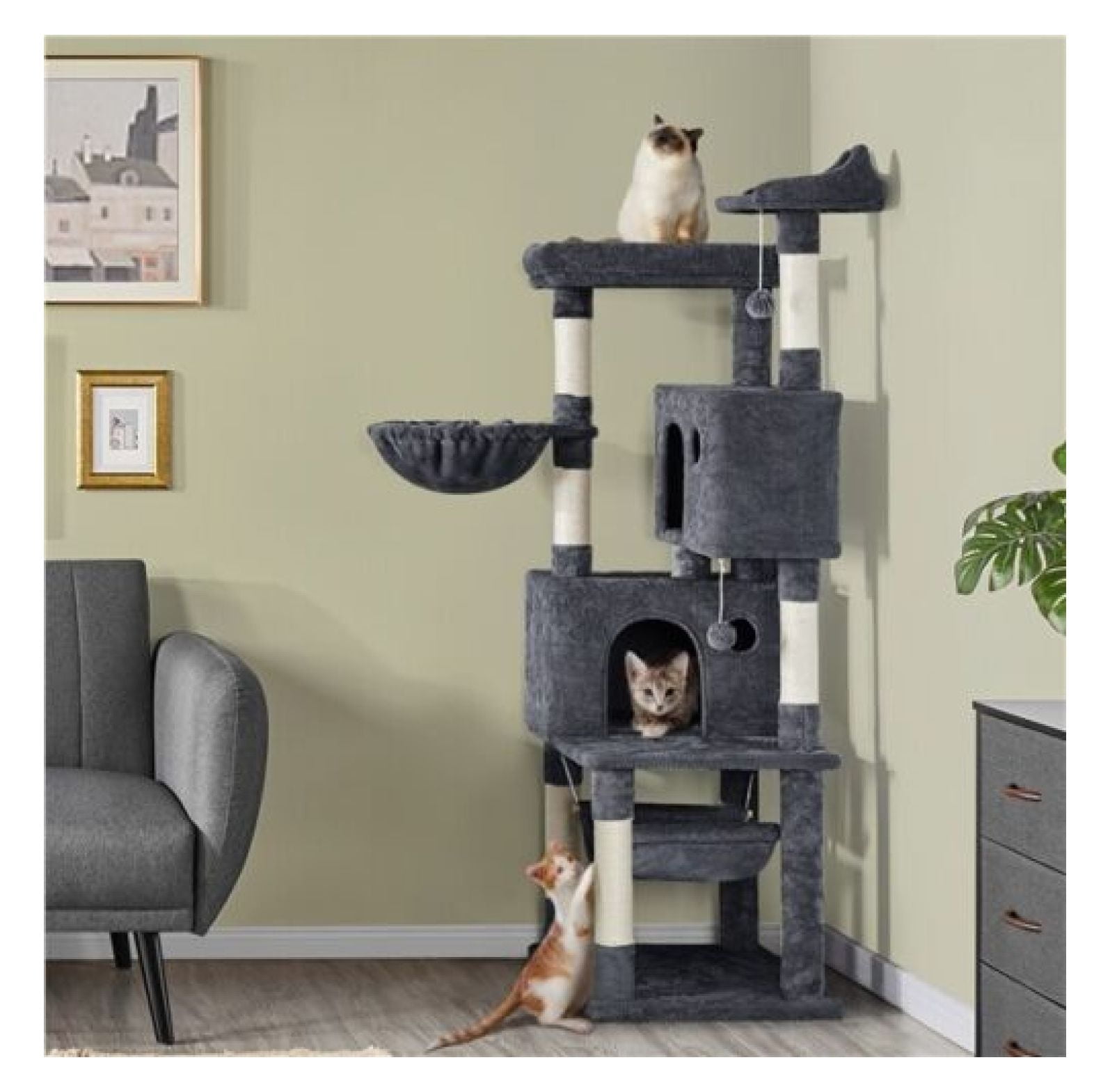 FENG20 64.5inches Activity Tree Extra Large Heavy Duty Cat Playing