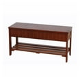 FENG20 Cherry Finish Wooden Shoe Bench Top Seat Storage Organizer Shelf