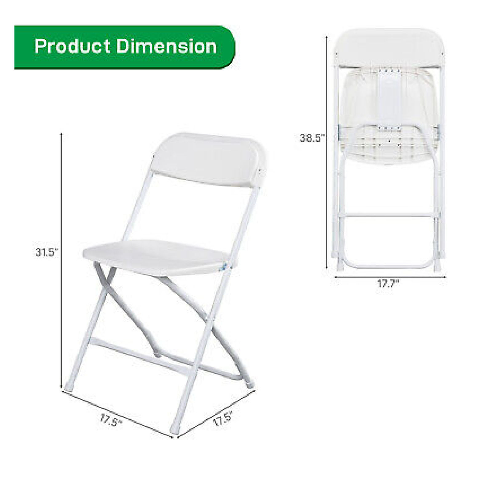 FENG20 Classic Garden Folding Chairs Set of 4 White Plastic Injection