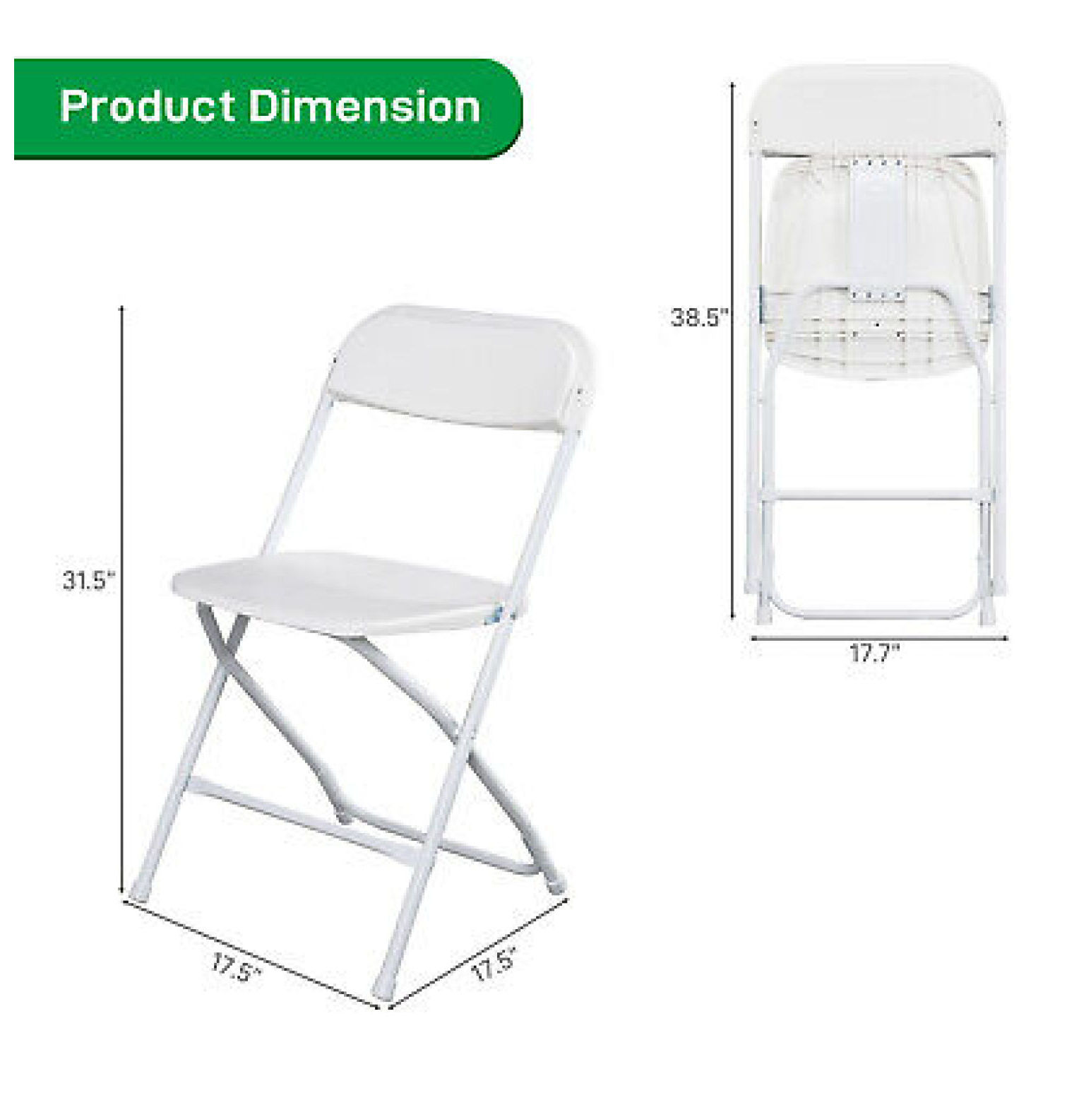 FENG20 Classic White Folding Chairs Set of 4 Garden Patio Plastic