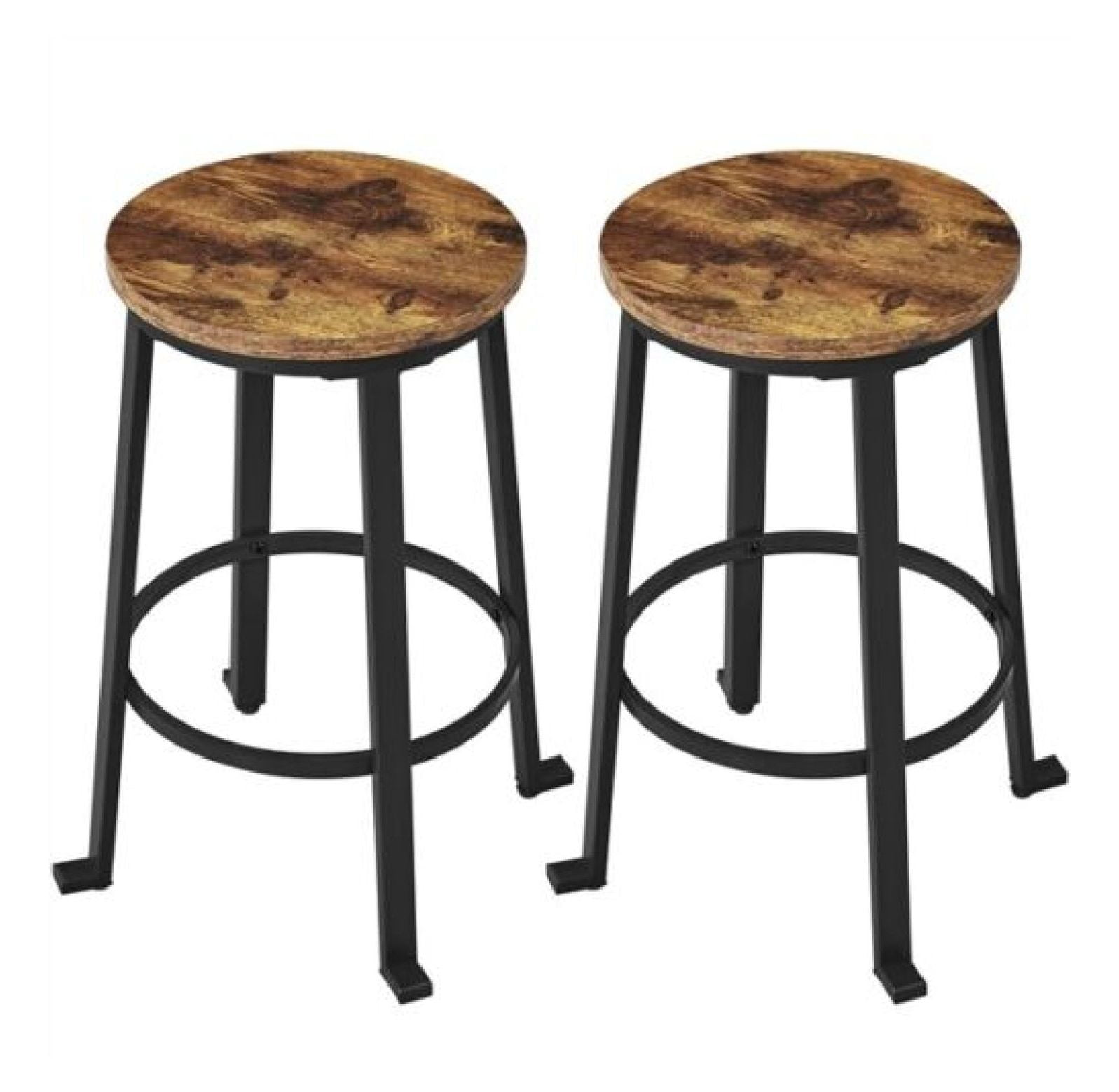 Yaheetech 24" Brown Wood and Metal Backless Bar Stools Set