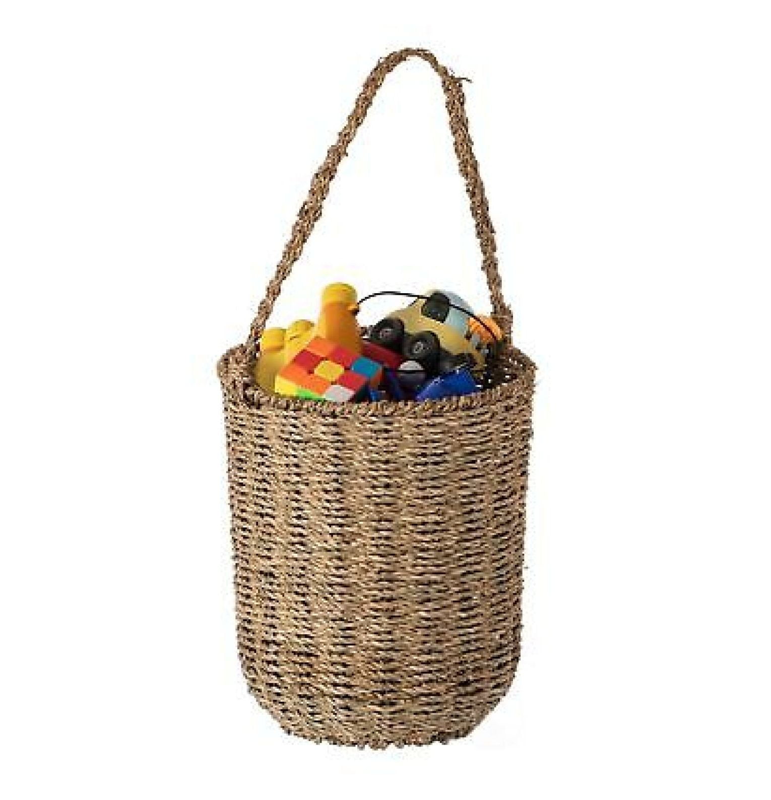 Natural Seagrass Woven Storage Basket with Handles