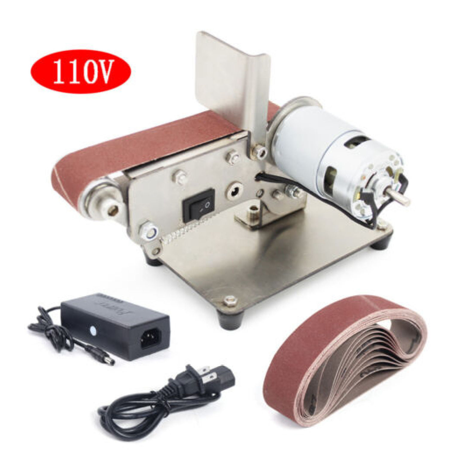 FENG20 Electric 7-Gear 895 Motor Mini Belt Sander Polishing Grinding Machine 300W 24V