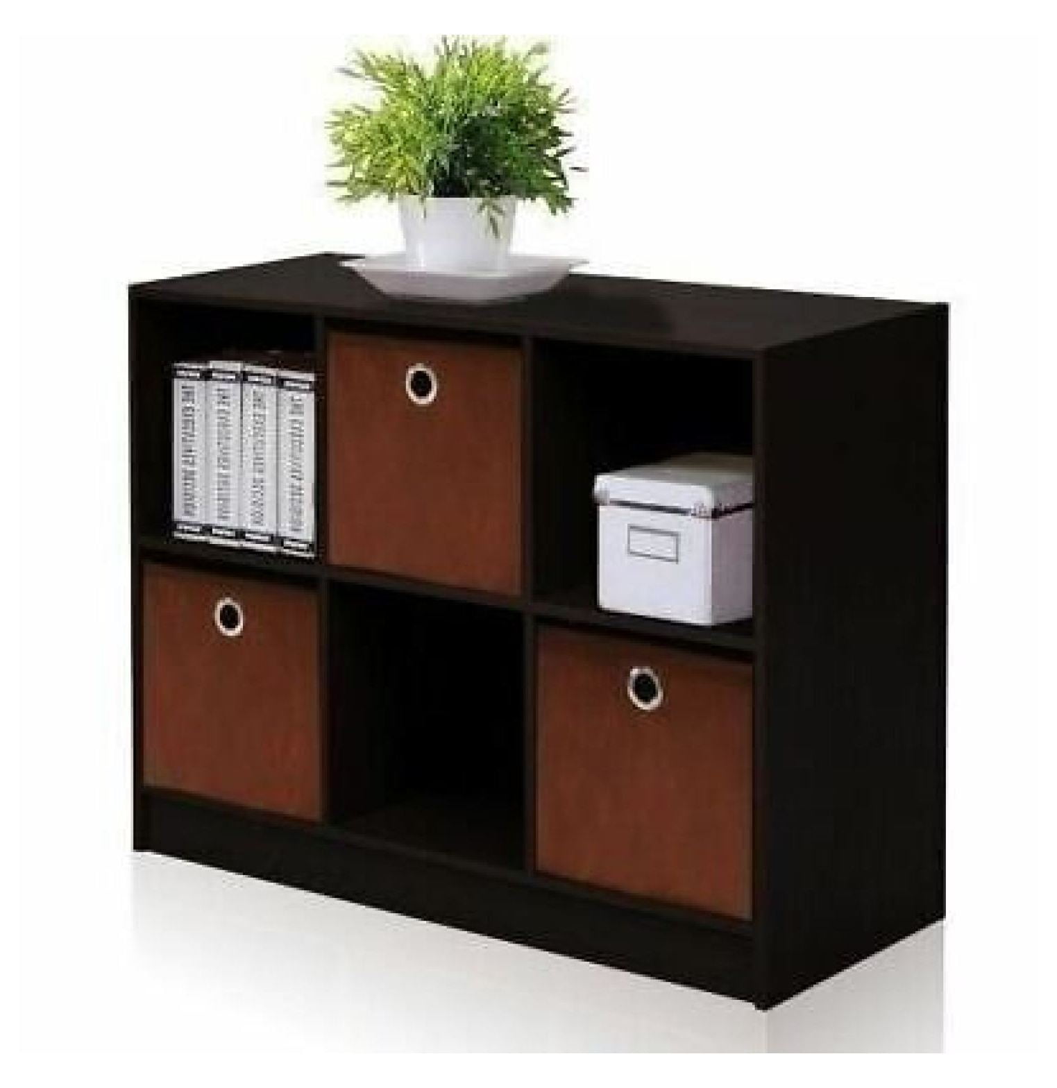 FENG20 Espresso Brown 6 Cube Wooden Bookcase Bookshelf Office 3 x 2
