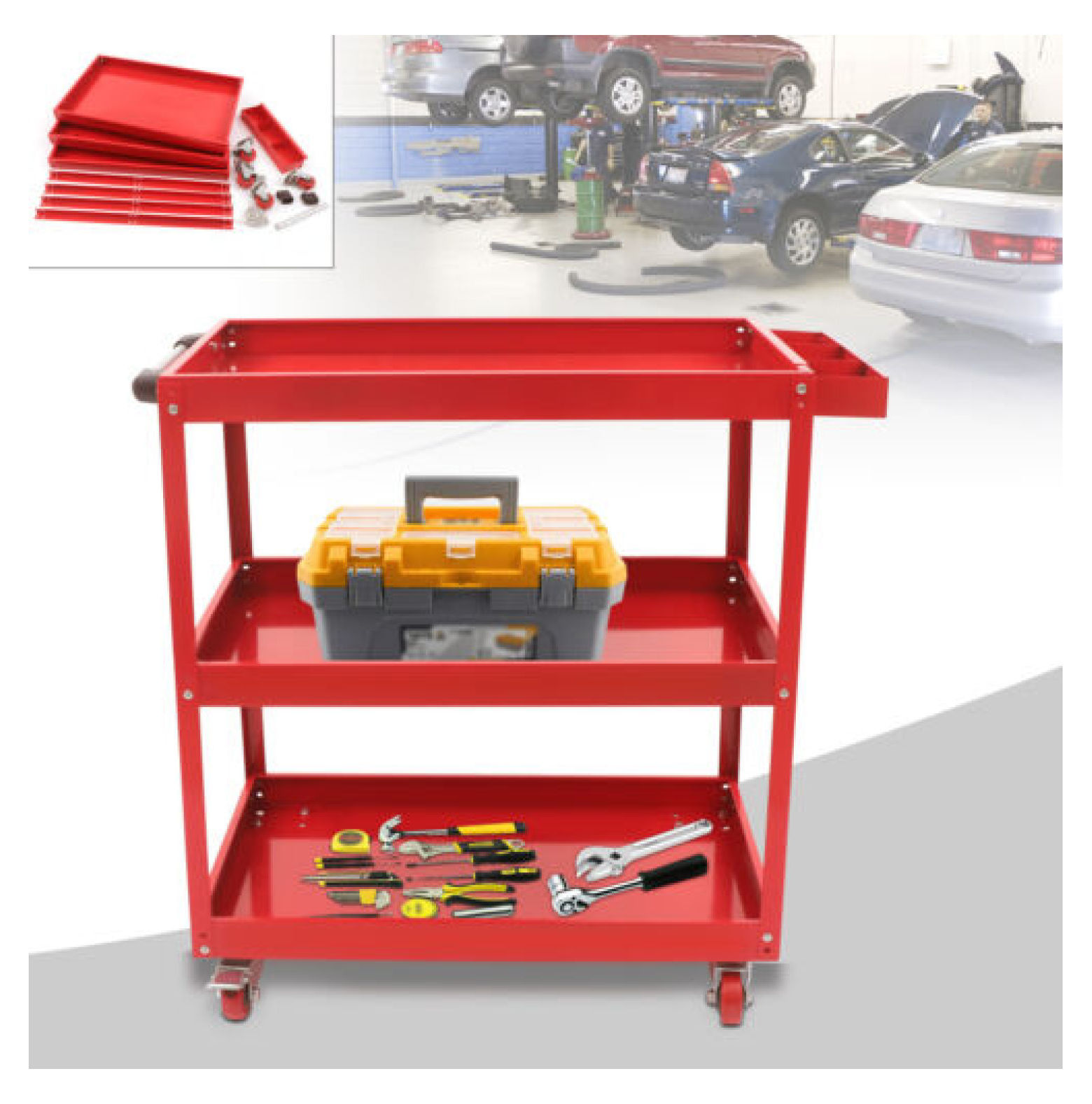 FENG20 Heavy Duty Tool Cart With Wheels Work Bench Steel Utility