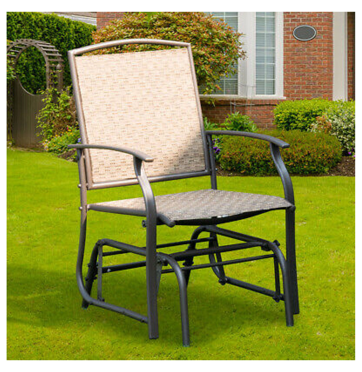 FENG20 Patio Swing Single Glider Chair Rocking Seating Steel Frame