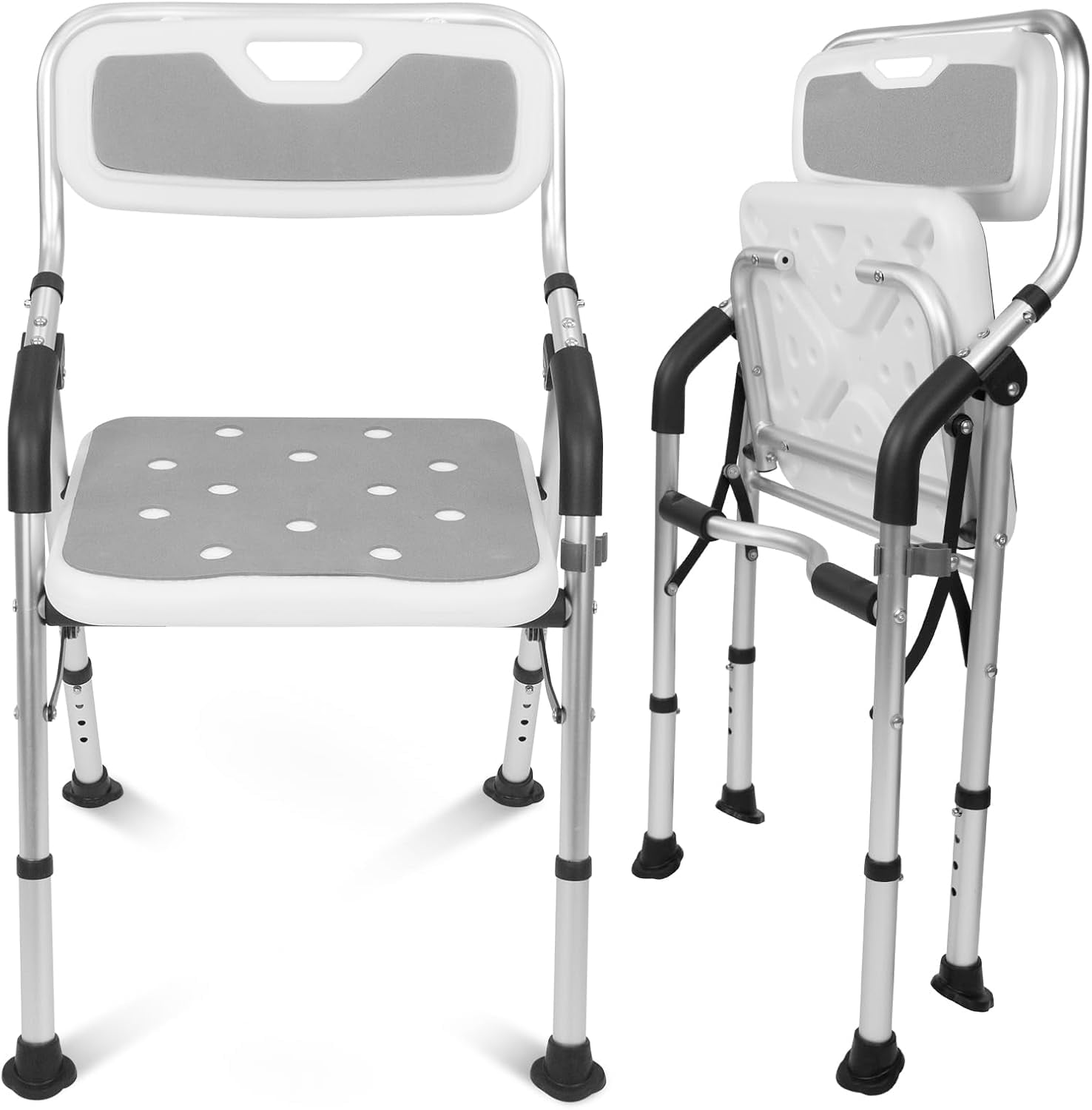 FENG20 Shower Chair For Elderly And Disabled - Folding Seat With Arms ...