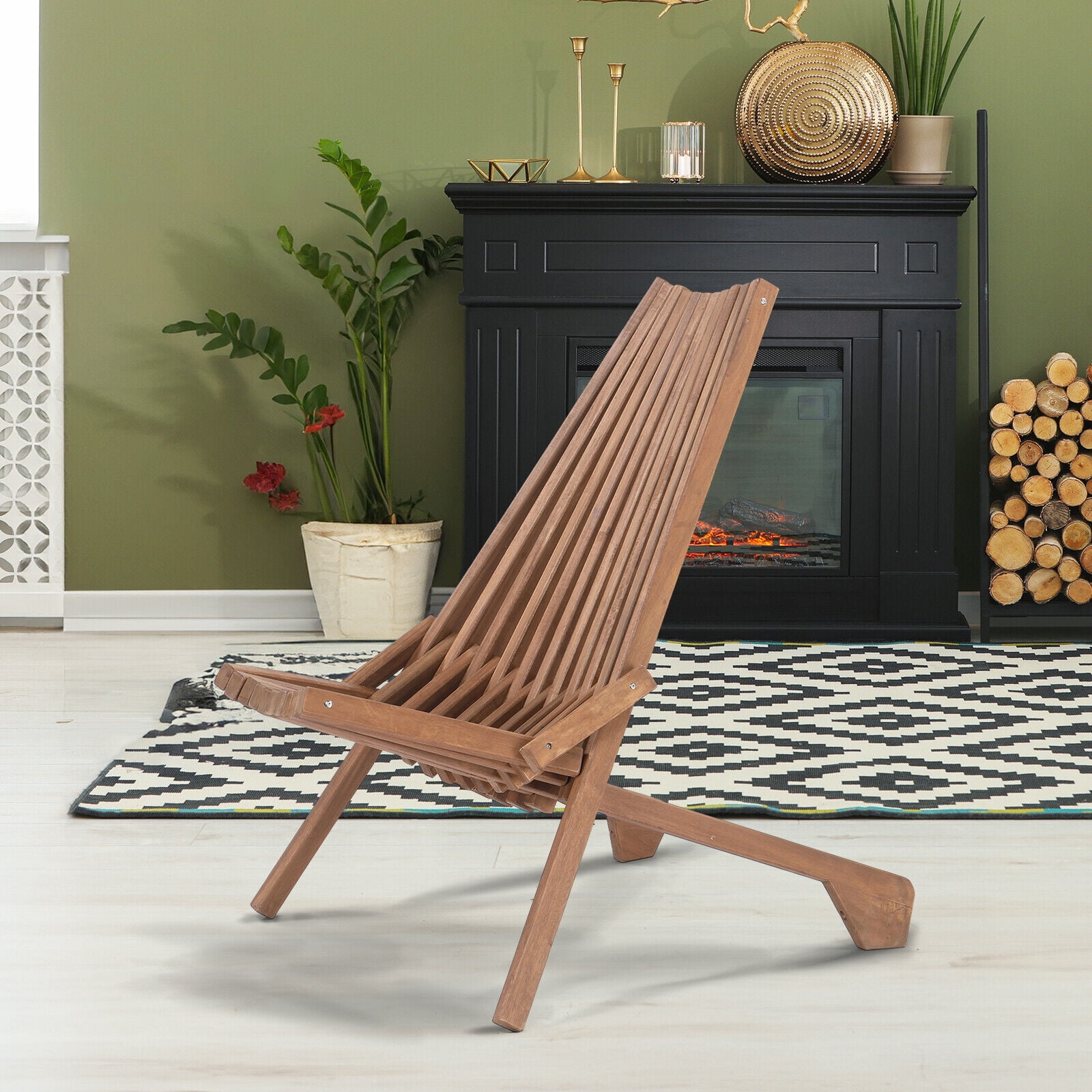 FENG20 Tamarack Folding Wooden Outdoor Chair -Stylish Low Profile