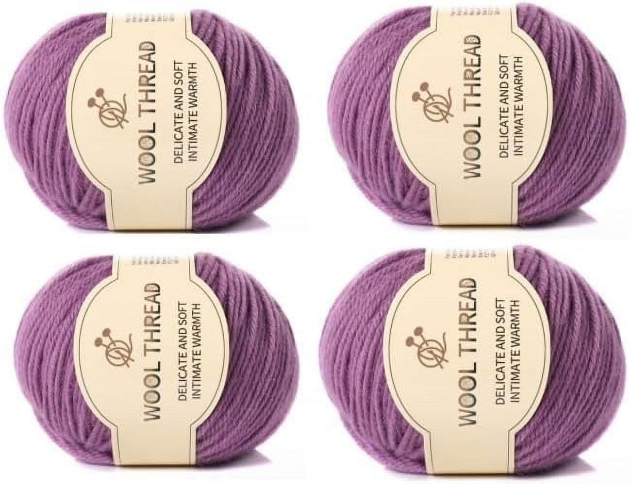 FENG4 Groups Australian Wool Yarn 4 ply of Medium Thick Hand Knit Non-Pilling Wool Blend Soft Yarn for Hand Knitting & Crocheting (Purple)-240810