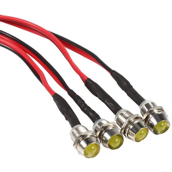 FENG4 Pcs 12v LED Warning Light Indicator Lamp Car Van Boat Indicator Light Pilot Dash Bulbs Directional Lamp, 8mm(Yellow)-240519