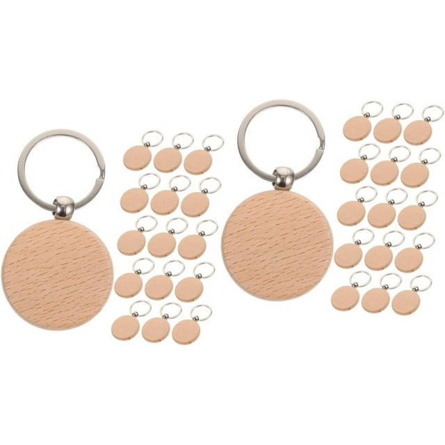 FENG40 Pcs Wooden Keychain Diy Key Keychain Blank Wooden Keyring Mens