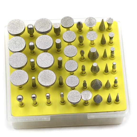 FENG50pcs 1/8'' Shank Diamond Rotary Grinding Bit Jewelry Lapidary Burr Set Polishing Buffing Bits Compatible with Most Rotary Tool Accessories Attachment-240527