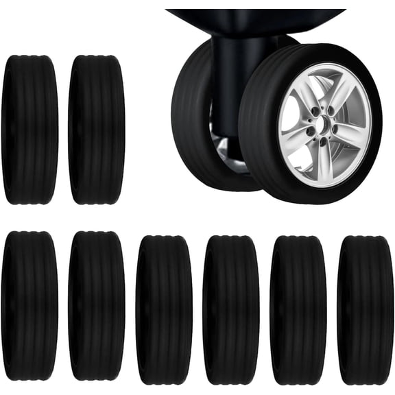 FENG8 Pack Luggage Suitcase Wheels Cover, Silicone Silent Protection Noise Canceling Shock Absorbing Trolley Protection Cover for Carry on Luggage with Spinner Wheels Luggage (Black)-240810