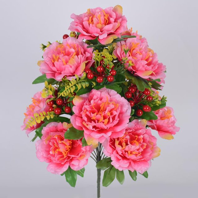 FENGArtificial Peony Flower 18 Head Peony Put Flower Home Gardening