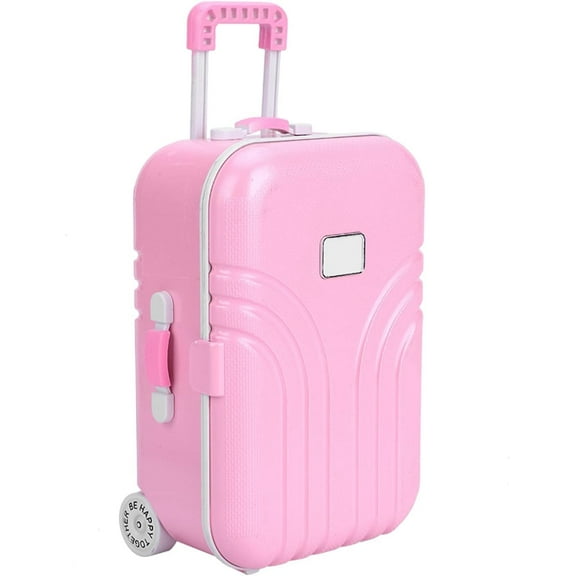 FENGBaby Suitcase Toy Cute Plastic Rolling Suitcase Mini Luggage Box (Pink)-240519