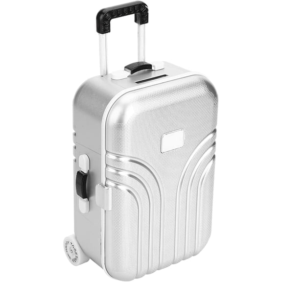 FENGBaby Suitcase Toy Cute Plastic Rolling Suitcase Mini Luggage Box (Silver)-240519