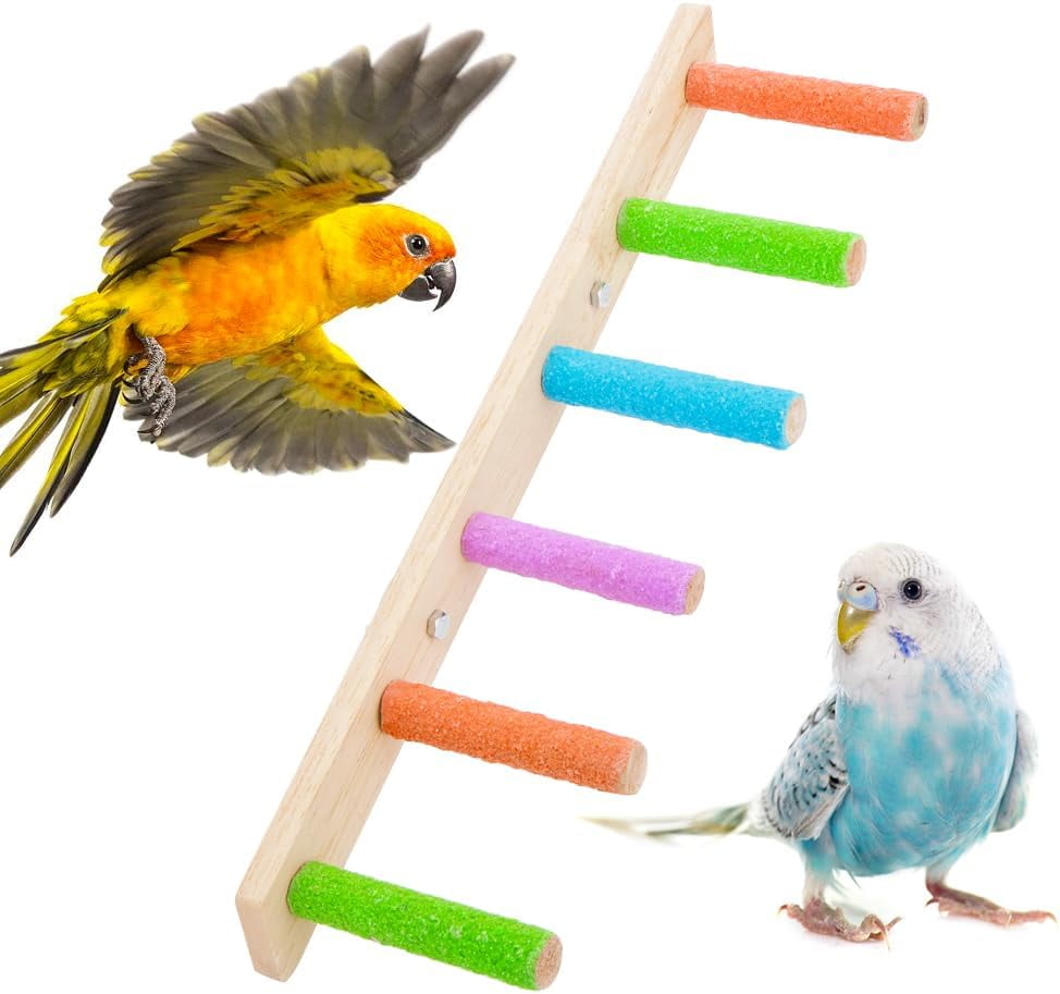 FENGBird Ladder Bridge, Wooden Parrot Climbing Ladder Toys, Bird Perch Stand for for Small and
