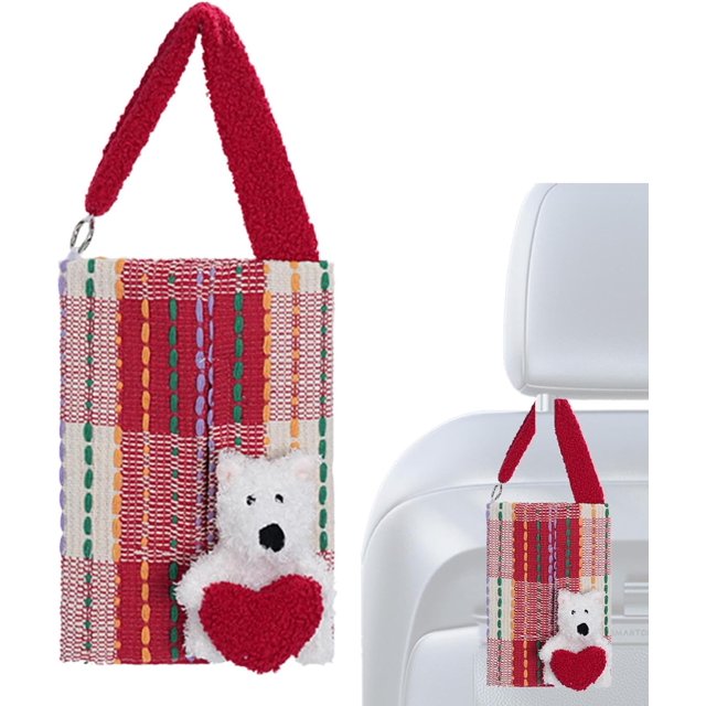 FENGCar Tissue Holder Cute Bear with Heart Car Organizer Backseat