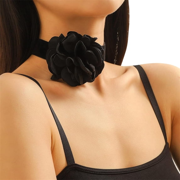 FENGChoker Necklace for Women Rose Choker Flower Choker Necklace Flower Choker Gothics Necklace Vintage Choker for Party-240522