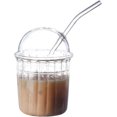 FENGCute Drinking Glasses With Glass Dome Lid And Straw, Reusable Wide