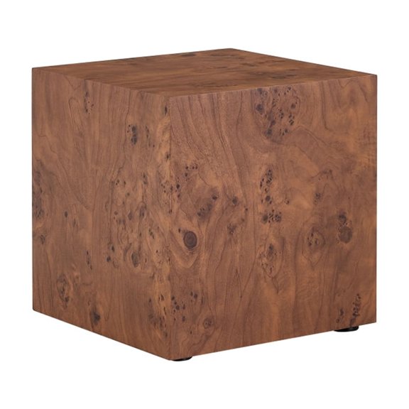 FENGFAN 15.7" Cube Coffee Side Table Burl Walnut Veneer MDF Height Adjustable Accent Table 1 Pack