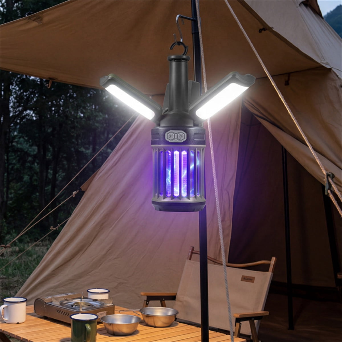 FENGFAN 2-in-1 Electric Bug Zapper & Camping Lantern IPX6 Waterproof Rechargeable ABS 3×9in Mosquito Killer for Outdoor Camping Patio 1 Pack
