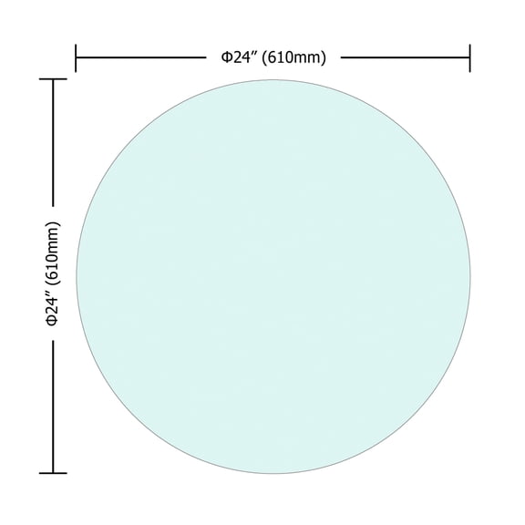FENGFAN 24 Inch Round Tempered Glass Table Top Clear 1/4 Inch Thick Polished Edge Glass Tabletop 1 Pack